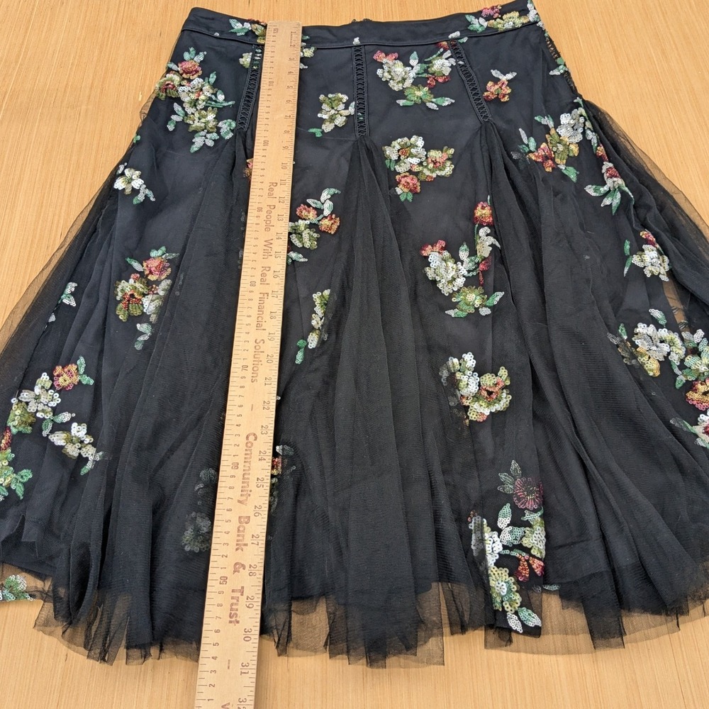NWT New York & Company Floral Sequins Beaded Tulle Mesh Midi Skirt Women's XL - Picture 3 of 6